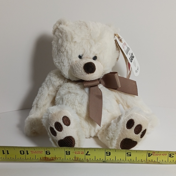 HANDS ON A GANZ Jesse Teddy BEAR STUFFED ANIMAL PLUSH TOY Creamy White Brown - Picture 9 of 10